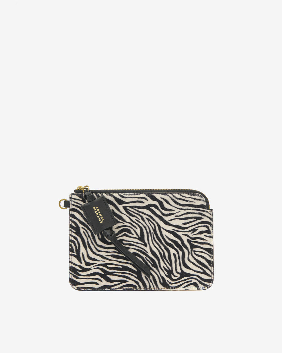 Pochette zippée Oskan Pony en cuir — Zèbre, vue 2 ; référence MP0123FAD4C38M20ZA