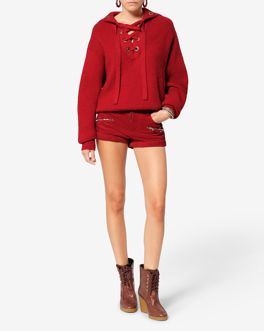 Pull Ydalia en laine — Rouge, vue 2 ; référence PU1009FAD4L01I70RD