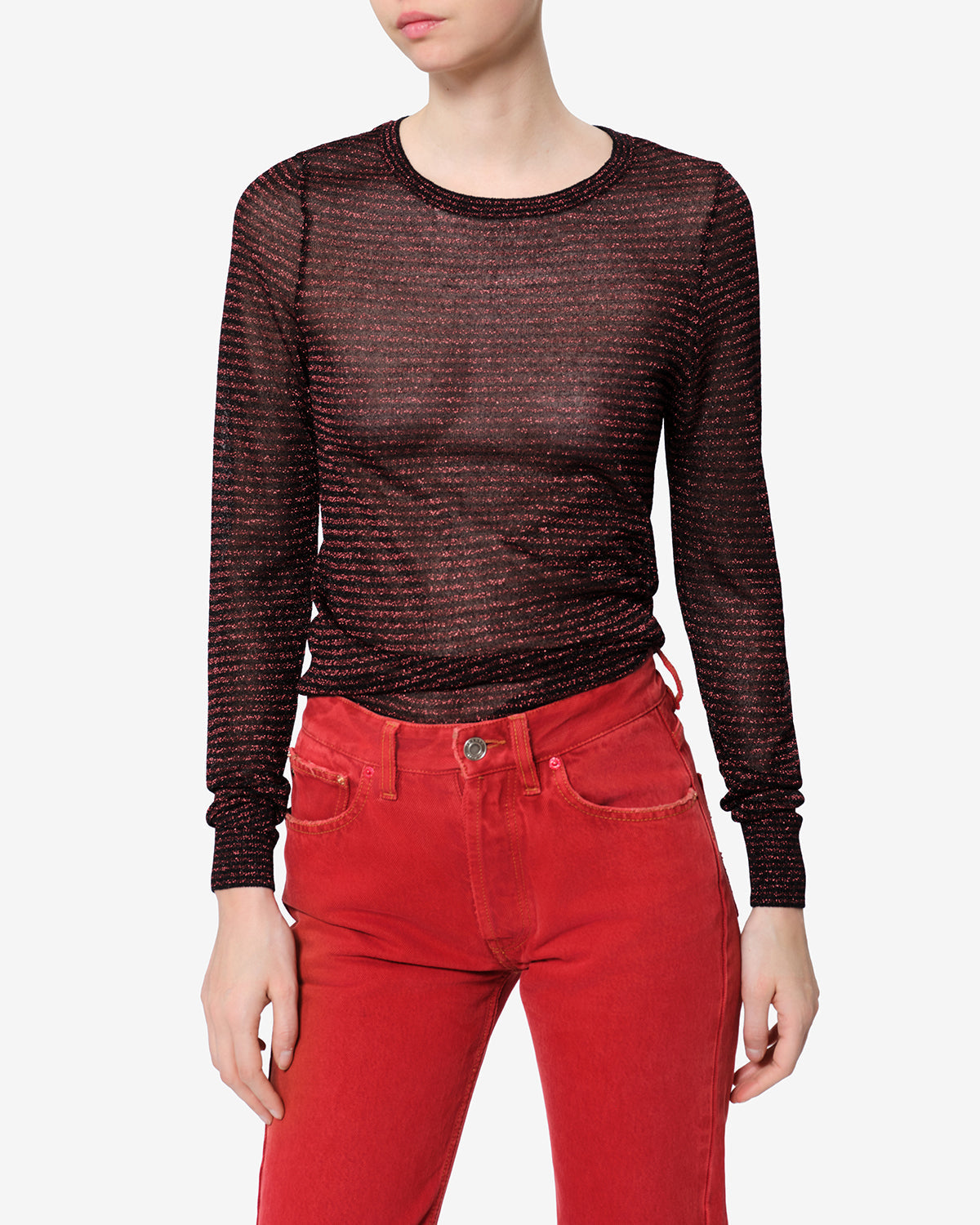 Pull Cenaya — Noir-rouge, vue 1 ; référence PU1013FAD4L10IBKRD