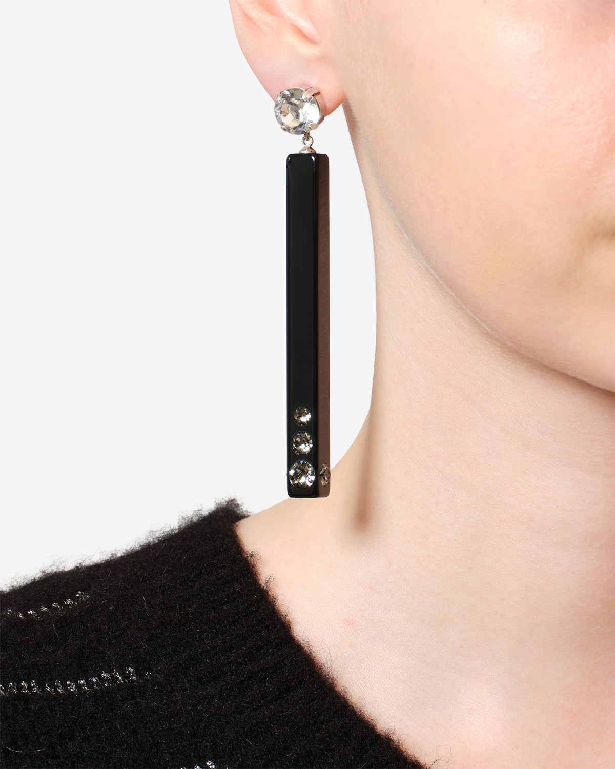 Boucles d'oreille Karlie — Noir et argenté, vue 2 ; référence BL0321FAD4B01BBKSI
