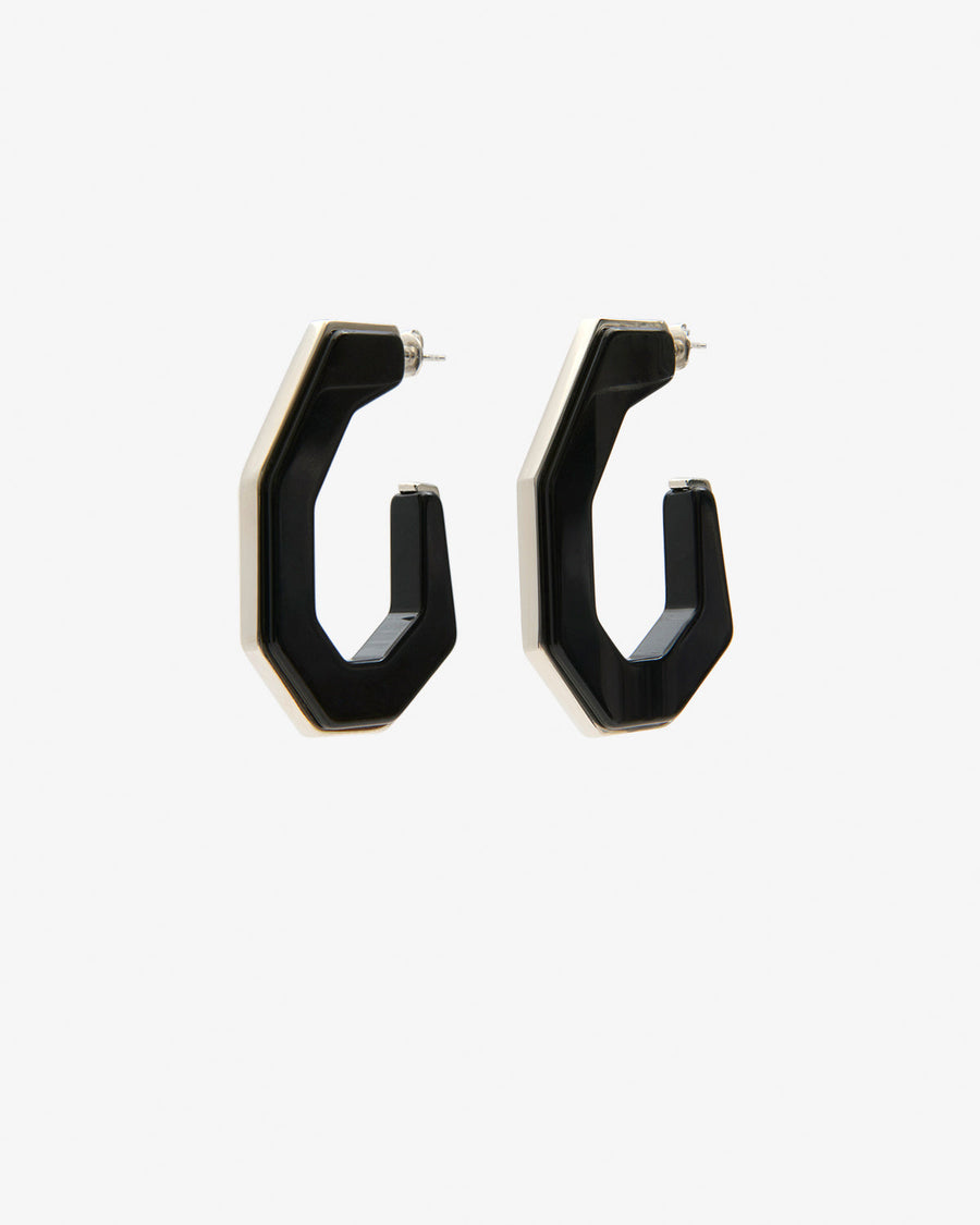 Boucles d'oreille Liu — Noir et argenté, vue 2 ; référence BL0322FAD4B02BBKSI