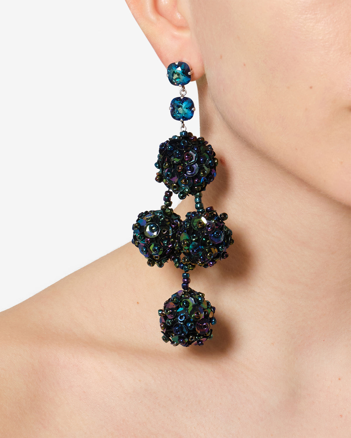 Boucles d'oreille Gia — Bleu électrique-argenté, vue 2 ; référence BL0329FAD4B17BEBSI