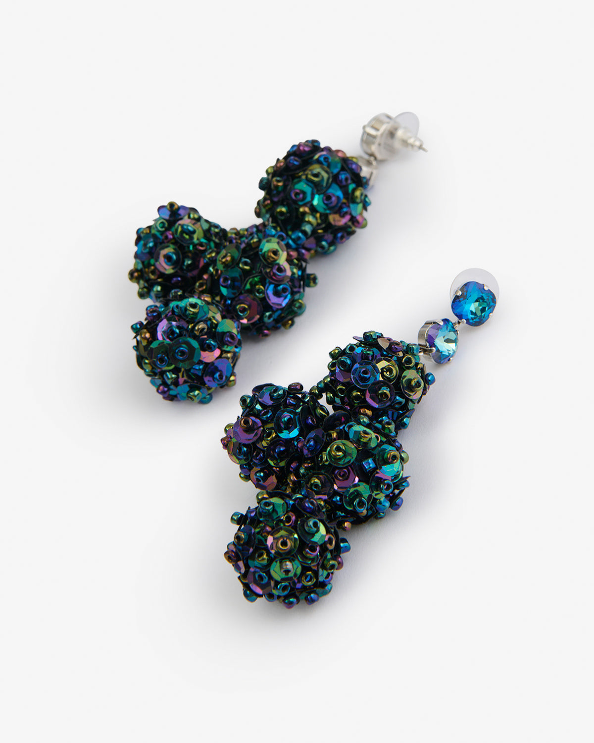 Boucles d'oreille Gia — Bleu électrique-argenté, vue 3 ; référence BL0329FAD4B17BEBSI
