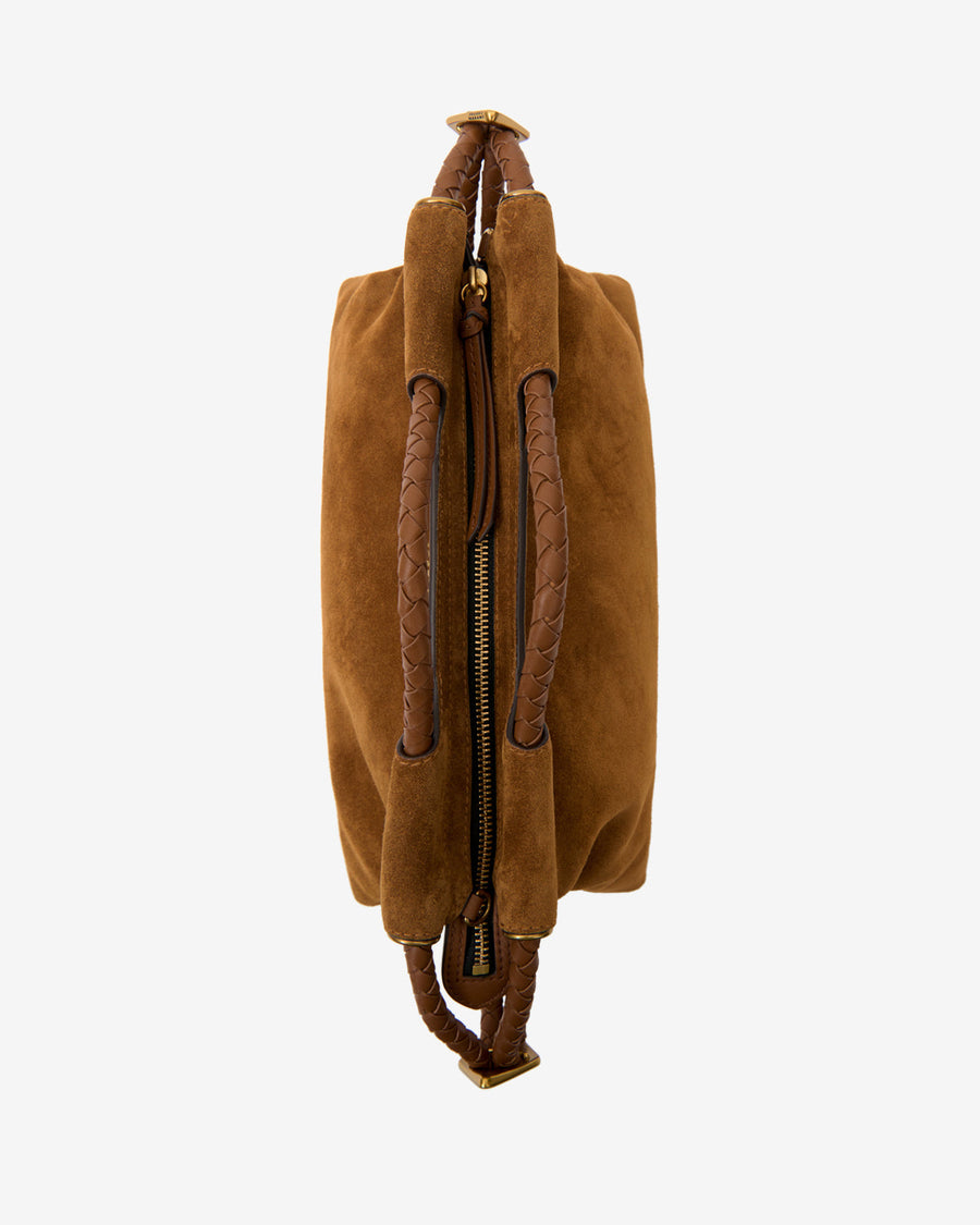 Sac Pipa M en cuir velours — Cognac, vue 1 ; référence PM0124FAD4C34M50CO
