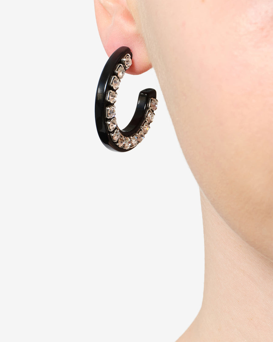 Boucles d'oreille Karlie — Noir et argenté, vue 2 ; référence BL0320FAD4B01BBKSI