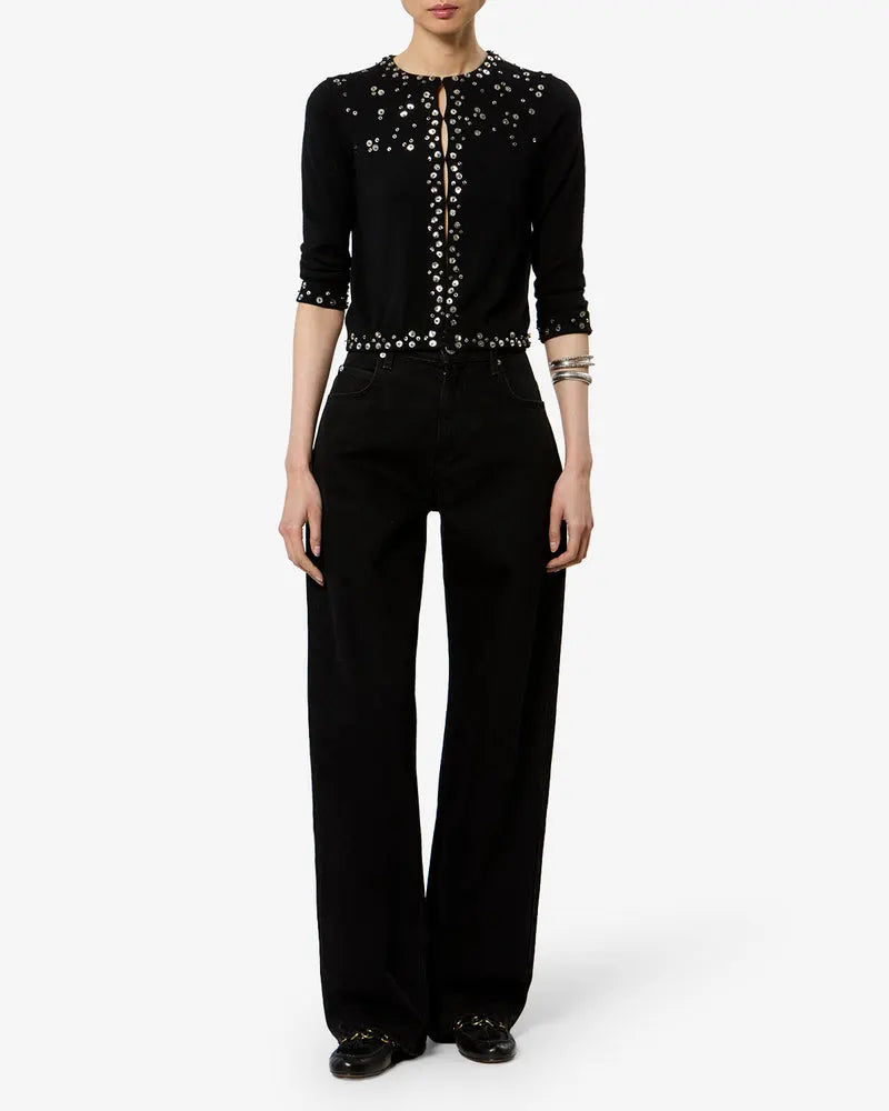 Cardigan Amaria en soie, Noir, Isabel Marant — vue 2