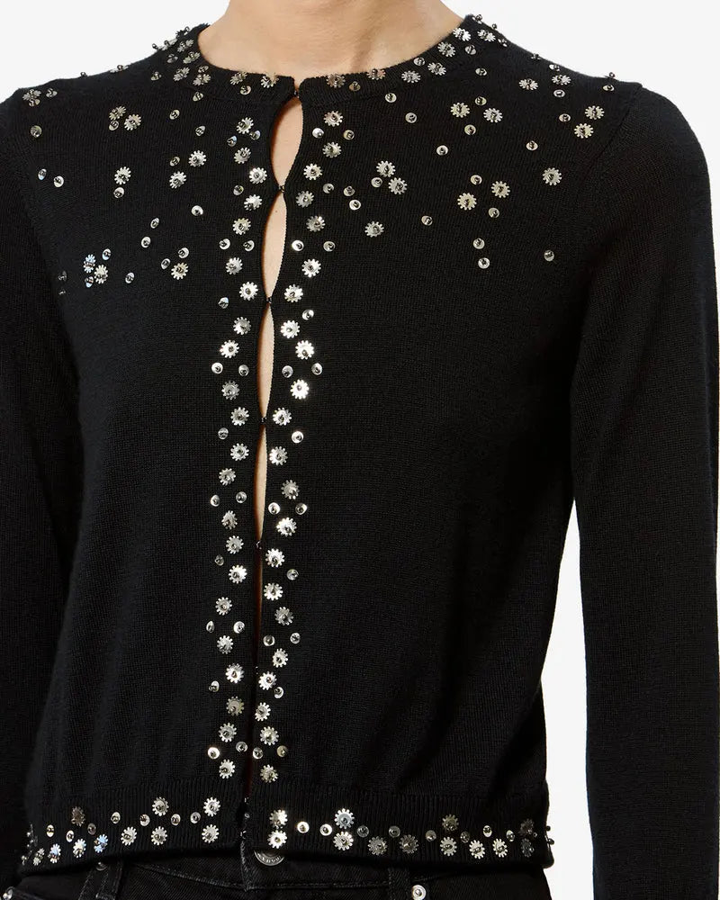 Cardigan Amaria en soie, Noir, Isabel Marant — vue 3