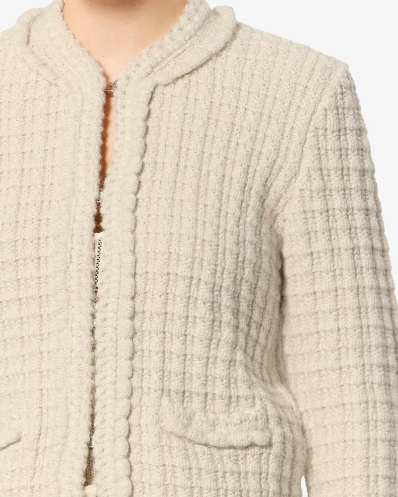 Cardigan Hortense en laine, Écru, Isabel Marant — vue 3